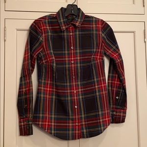 JCrew multi colored plaid cotton blouse NWT